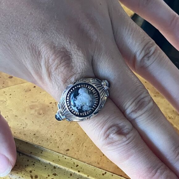 Natural White Buffalo Sterling Silver Men’s Ring Size 10 - Picture 4 of 9